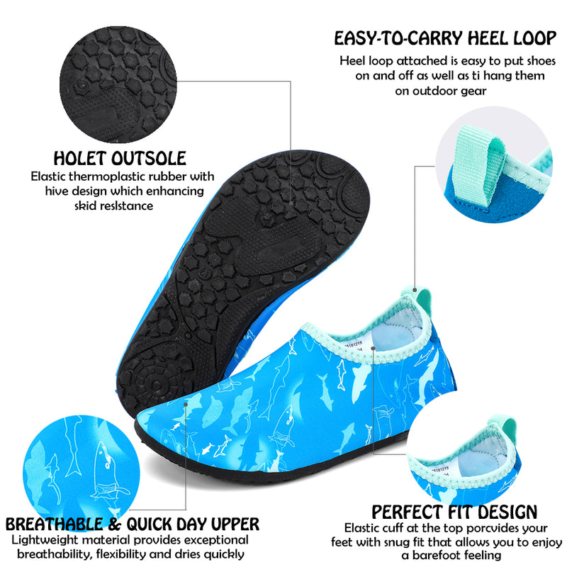 Hiitave Kids Water Shoes Non-Slip Beach Swim Barefoot Quick Dry Aqua Pool Socks for Boys & Girls Toddler