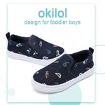 Okilol Toddler Shoes Slip On Canvas Sneakers for Boys