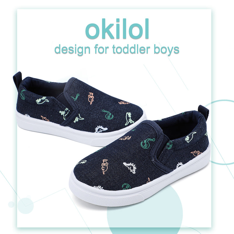 Okilol Toddler Shoes Slip On Canvas Sneakers for Boys