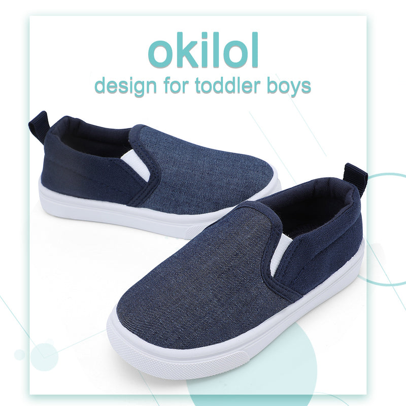 Okilol Toddler Shoes Slip On Canvas Sneakers for Girls