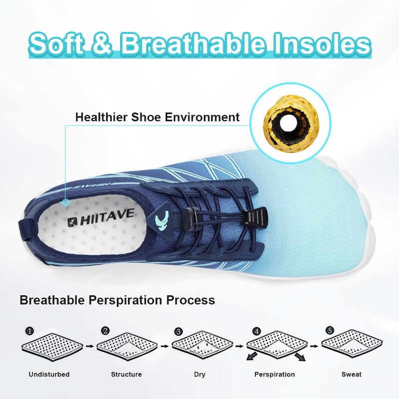 HIITAVE Water Shoes Non Slip Aqua Shoes Barefoot Quick Dry Lightweight with Beach River Swim Pool for Men Women Gradient Color