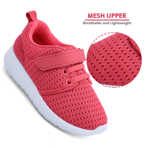 Hiitave Toddler Shoes Girls Lightweight Breathable Sneakers Washable Strap Athletic Tennis Shoes for Running Walking